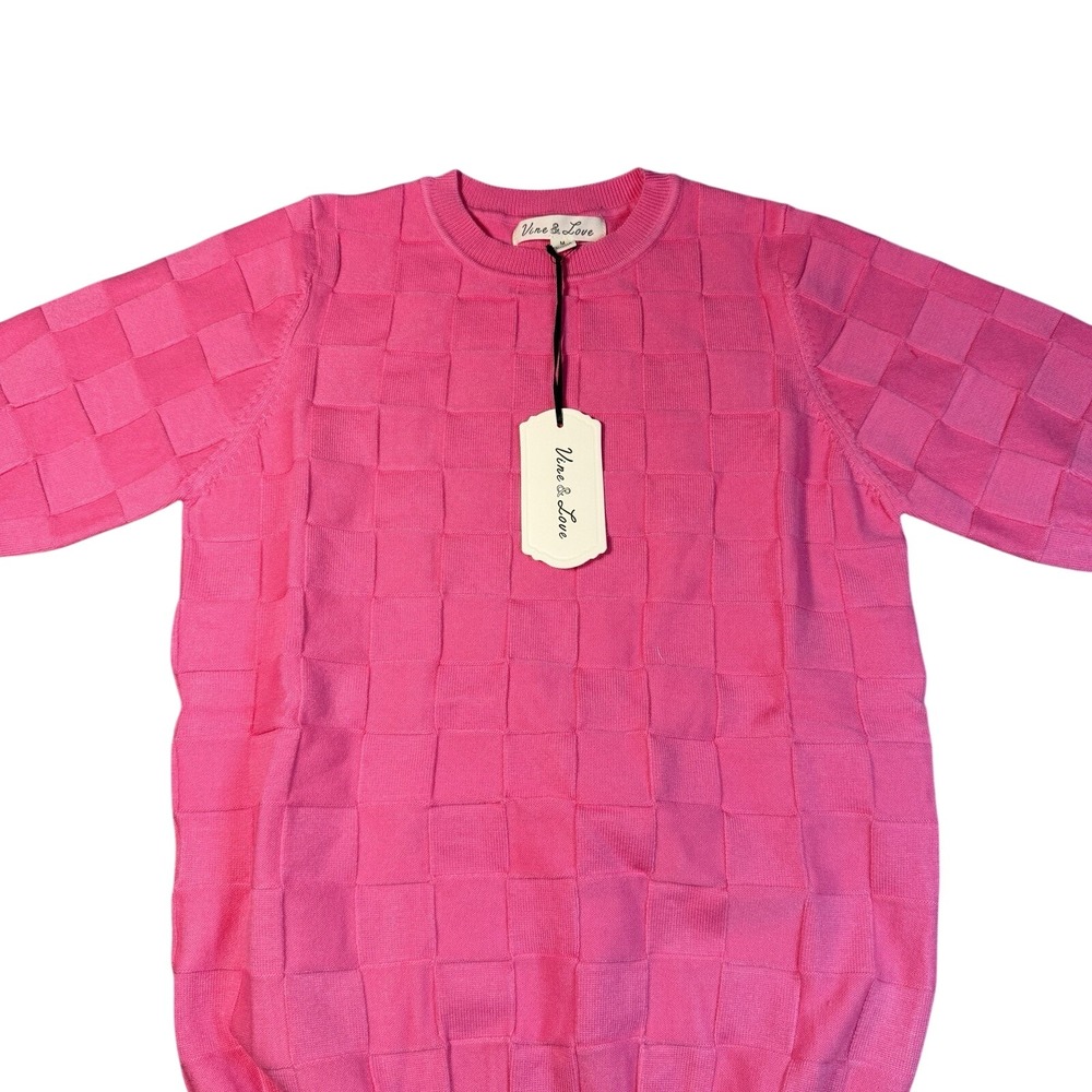 Vine & Love Hot Pink Textured Knit Sweater Women's Medium Barbiecore‎ Boutique